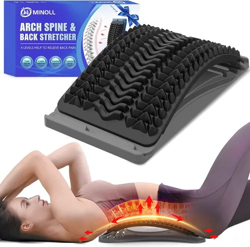 Vista 8 de MINOLL Estirador de espalda para aliviar el dolor de espalda baja, tablero ajustable de múltiples niveles de arco lumbar, dispositivo
