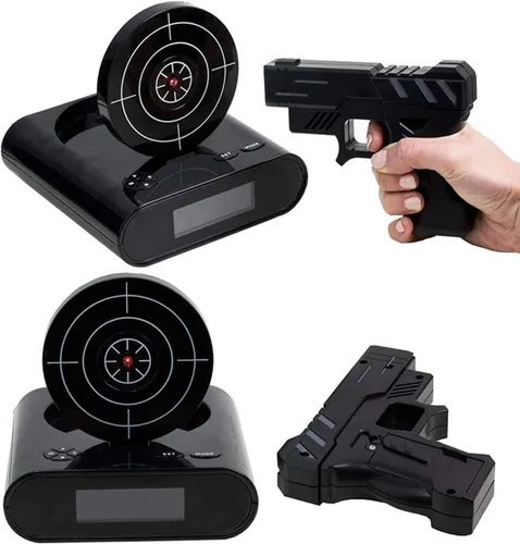 Vista 2 de Lock N' Load Gun Despertador/Objetivo Despertador/Reloj Creativo - Negro