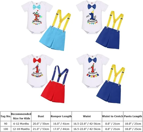Vista 7 de ODASDO Conjunto de 3 piezas y 4 piezas de manga corta con tirantes y espalda en Y para bebé niño