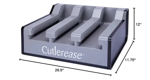 Vista 7 de WNA Cutlerease® Starter Pack - Dispensador higiénico de cubiertos - Tenedor, cuchillo, cuchara gris grande