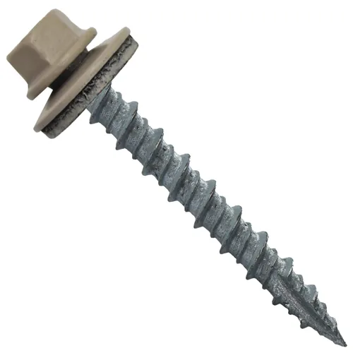 Vista 41 de 10 tornillos para techos de metal gris ABC de 1-1/2 pulgadas, cabezal de arandela hexagonal, arranque automático/roscado, arandela EPDM. 1 bolsa