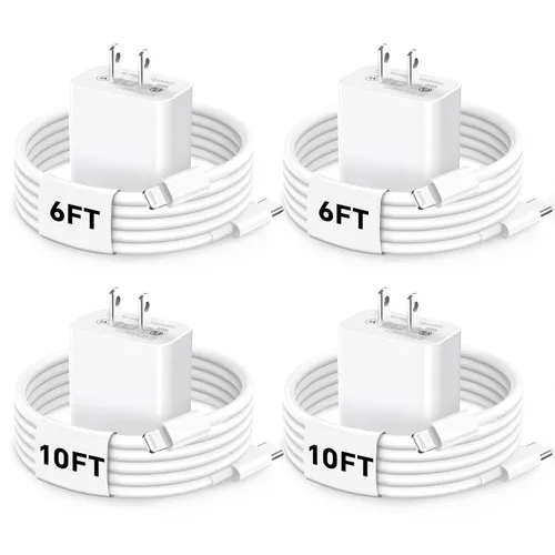 Vista 8 de Cargador de teléfono de carga rápida, 【Certificado MFi】 Paquete de 2 cargadores de pared USB-C de 20 W con 1 paquete de cable de carga rápida