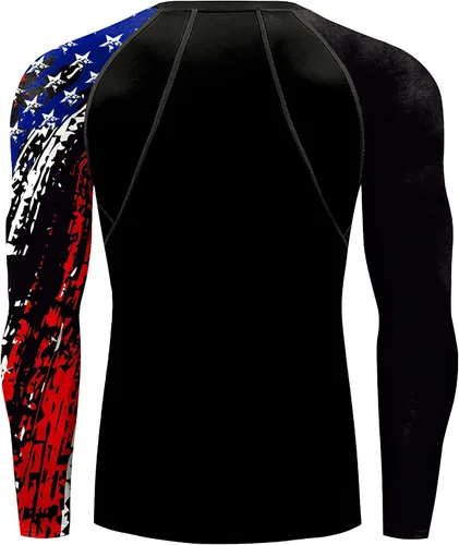 Vista 3 de color cosplayer Camiseta de compresión de manga larga para hombre, protección solar UPF 50+