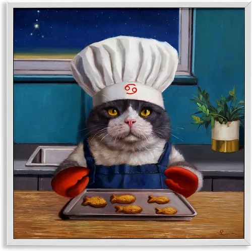 Vista 24 de Stupell Industries Gatos en el cine 3D Giclée enmarcado gris diseño de arte por Lund Roeser Enmarcado en blanco