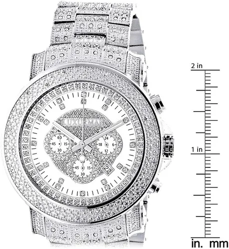 Vista 5 de LUXURMAN Iced Out Reloj de diamantes con cronógrafo 2ctw de diamantes Escalade, Cronógrafo