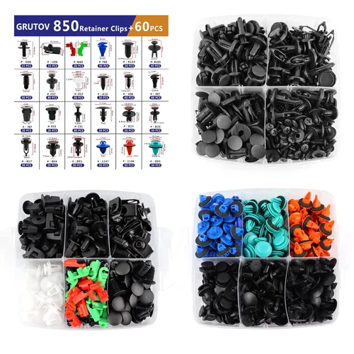 Vista 3 de Clips de retención de empuje para automóvil, remaches de plástico, 910PCS clips de parachoques, clip de moldura de panel de puerta, 24 tamaños más
