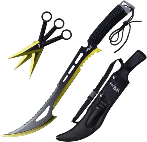 Vista 12 de Juego de machete con cuchillos de lanzamiento. para camping, deportes al aire libre y colecciones