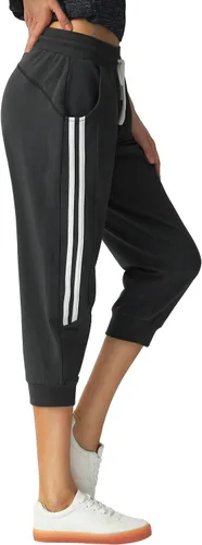 Vista 4 de SPECIALMAGIC Pantalones deportivos capri para mujer, pantalones capri casuales con bolsillos