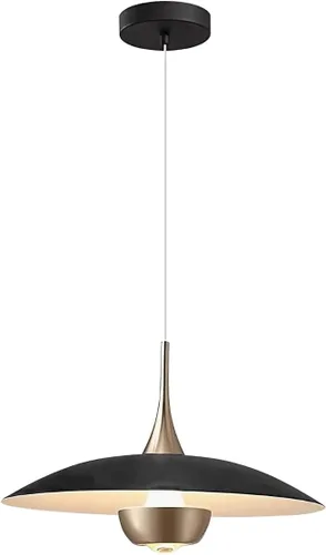 Vista 3 de KCO Iluminación moderna de metal negro lámpara colgante de latón dorado isla de cocina lámpara colgante industrial mate negro granero Pedant