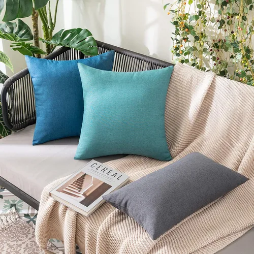 Vista 115 de MIULEE Paquete de 2 fundas decorativas para almohadas de exterior, sólidas, impermeables, de lino sintético, estilo granja de jardín, fundas de Óxido