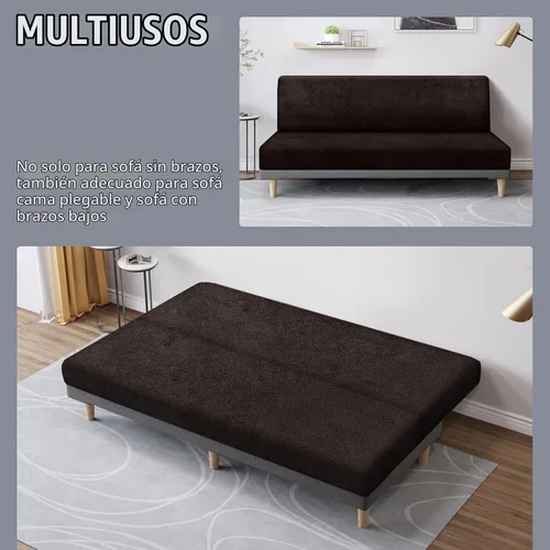 Vista 4 de molasofa - Funda elástica para futón de aspecto de cuero, cubierta para sofá sin brazos, protector de muebles con parte inferior elástica, funda