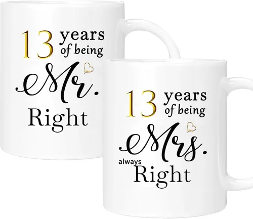 Vista 60 de Juego de 2 tazas de café para el 10º aniversario, regalos de boda para parejas, padres, hombres, mujeres, marido, esposa, él, ella, caja de regalo