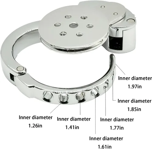 Vista 6 de Jaula de castidad masculina, dispositivo de castidad con botón de castidad, jaula de metal para pene pequeño, juguete sexual para adultos con anillo