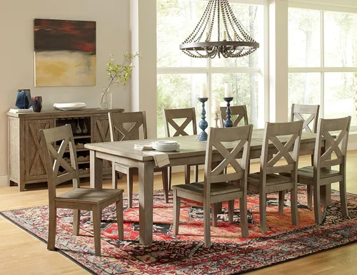 Vista 2 de Jofran Inc. Outer Banks - Mesa de comedor rectangular de pino recuperado, color madera flotante