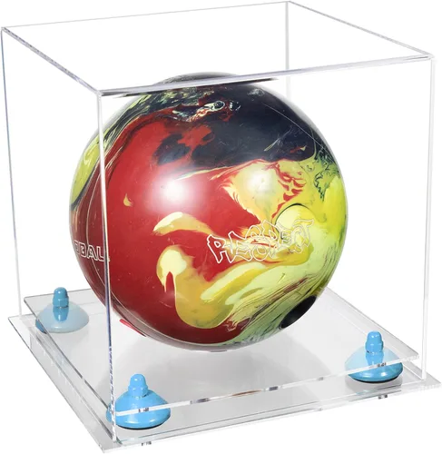 Vista 43 de Better Display Cases Acrylic Bowling Ball Display Case with Mirror Case, Yellow Risers and Clear Base (B33/A028)