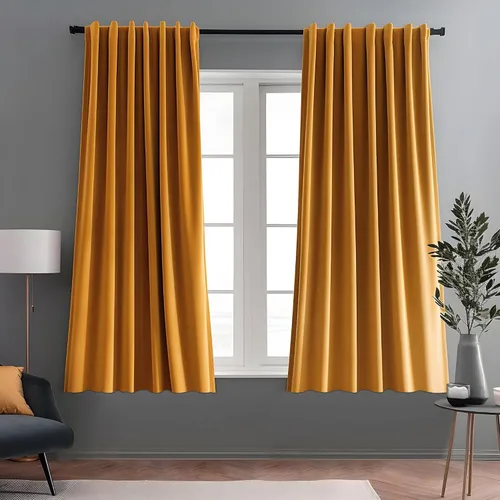 Vista 43 de Cortinas opacas de terciopelo negro para sala de estar, 52 pulgadas de ancho x 63 pulgadas de largo, cortinas opacas de lujo para dormitorio