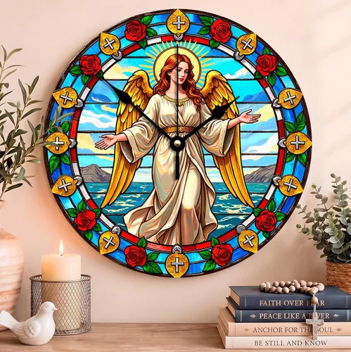 Vista 52 de Reloj de pared con versículo bíblico, con cita religiosa, reloj de madera, texto inspirador cristiano, reloj de madera rústico personalizado