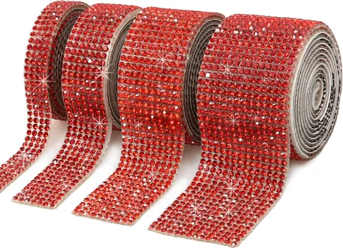 Vista 12 de 4 rollos de cinta de cristal de diamantes de imitación autoadhesiva, calcomanía de decoración brillante con diamantes de imitación de 0.079 pulgadas