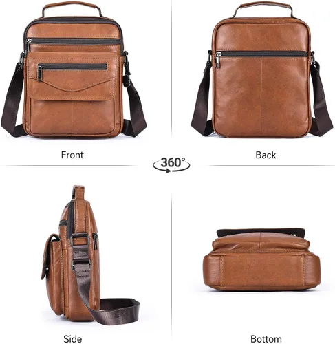 Vista 6 de NIUCUNZH Bolso de hombre de cuero genuino para hombre, bolso bandolera para hombre, bolso pequeño de mensajero