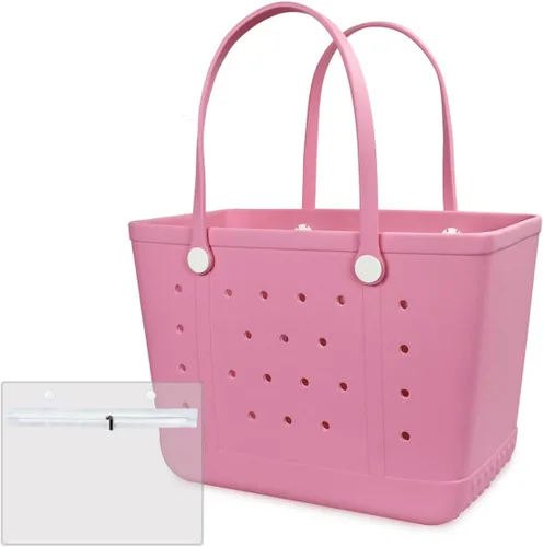 Vista 12 de Extra Large Rubber Beach Bag Tote Bag for Women Waterproof Bag Almendra