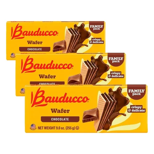 Vista 16 de Bauducco Galletas de oblea, chocolate y avellana, porción individual, 14.1 onzas (paquete de 10), obleas crujientes envueltas individualmente