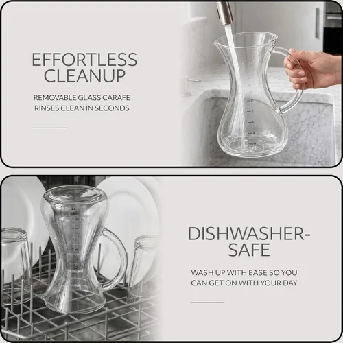 Vista 4 de WILLOW Cafetera de goteo de 10 tazas, cafetera automática con jarra de vidrio y función de apagado automático, adecuada para café caliente y helado