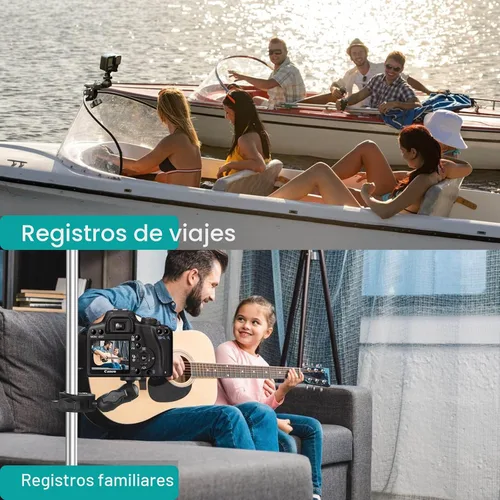 Vista 7 de Abrazadera para silla con doble abrazadera para cámara with 360° Magic Arm Double Ball Head Adapter for Umbrella, Wheelchair, Pole, Strollers