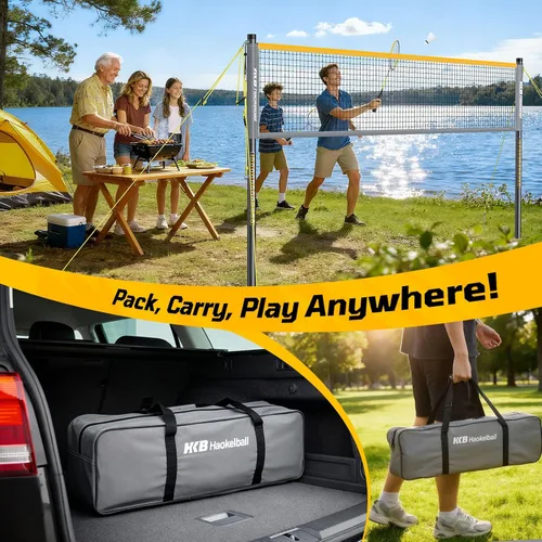 Vista 7 de Outdoor Badminton Net Set with Anti-Sag Winch System - 20ft Badminton Net, 4 Rackets, 3 Shuttlecocks & Carry Bag, Badminton Set for Backyard, Grass