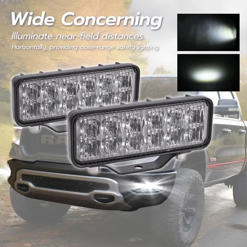 Vista 4 de Barra de luz LED de 6 pulgadas, 2 unidades, 120 W, 8000 lúmenes, luces LED todoterreno de haz de curvas anchas, luz de conducción rectangular