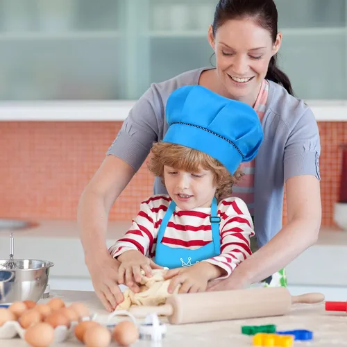 Vista 3 de Juego de delantal de chef para niños, con 2 bolsillos, para cocinar, hornear, pintar