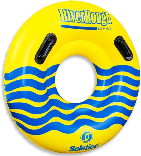 Vista 13 de Solstice Inflatable Tube Float – Heavy-Duty Material with Grab Handles for Pool, Lake & River – Compact with Mesh Base, Cupholders, & Rope – Cooler