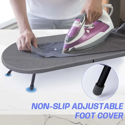 Vista 4 de Tabla de planchar de mesa con soporte para plancha, panel de malla metálica, tabla de planchar mini con cubierta resistente al calor, tabla