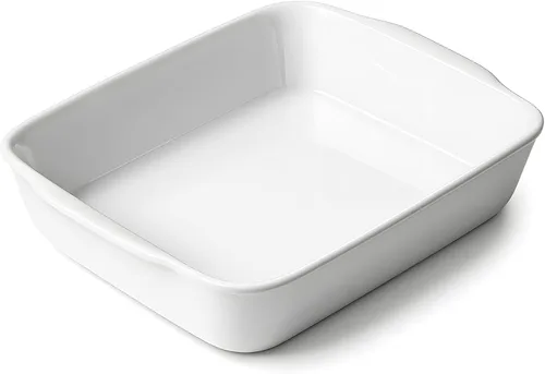 Vista 17 de HOMBENE - Cacerola blanca de 1.2 cuartos de galón, bandeja para lasaña para horno, utensilios para hornear, pequeña fuente de cerámica para hornear