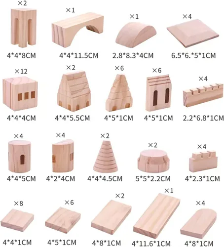 Vista 7 de 75 piezas de bloques de castillo de madera medievales caballeros princesas castillo de madera bloques de construcción para niños y niñas