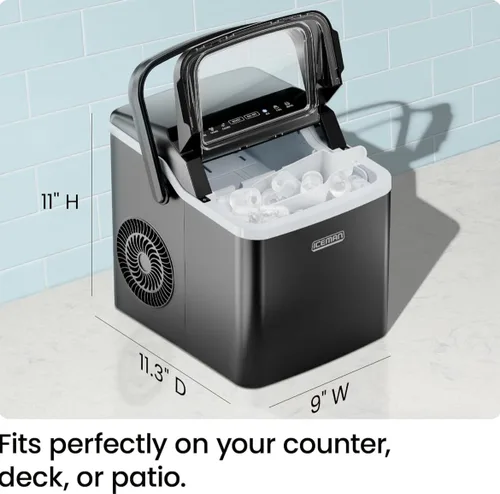 Vista 2 de ICEMAN - Máquina para hacer hielo de doble tamaño para encimera - Máquina de hielo portátil, máquina de hielo grande y pequeña con autolimpieza, 9