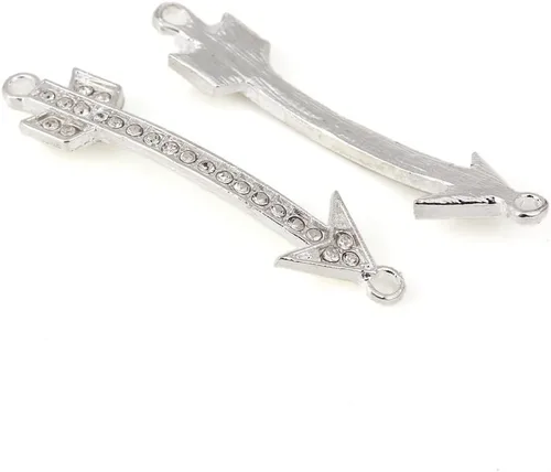 Vista 19 de RUBYCA 5pcs Metal Cruz Llave Lateral Conector Cuentas Cristal DIY Joyería Pulsera Tono Plata