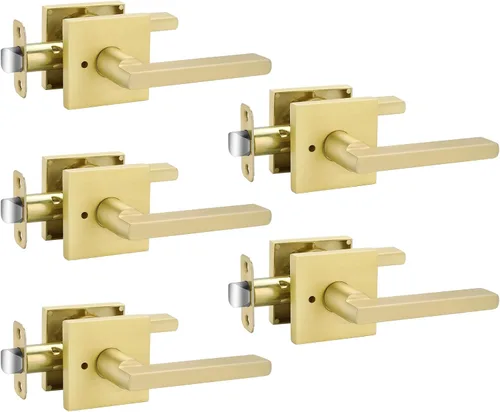 Vista 50 de Goldenwarm Manijas de puerta de oro cepillado para interiores, manijas