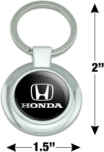 Vista 2 de GRAPHICS & MORE Llavero con logotipo de Honda de metal cromado redondo con clase, Cromado