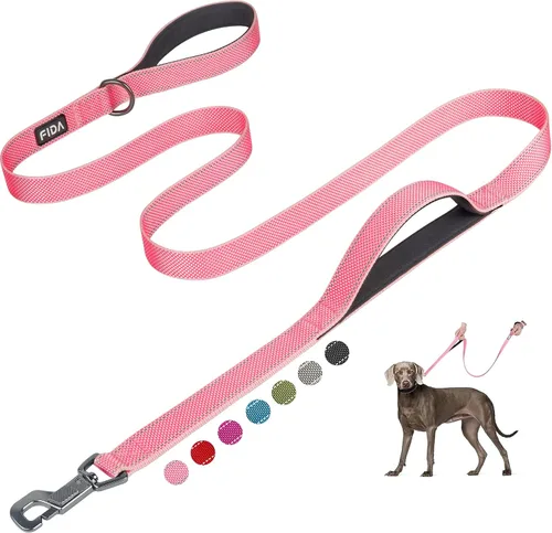 Vista 38 de Fida Correa resistente de 4 pies para perro con 2 cómodas asas acolchadas, asa de tráfico y gancho avanzado de fácil presión, correa reflectante