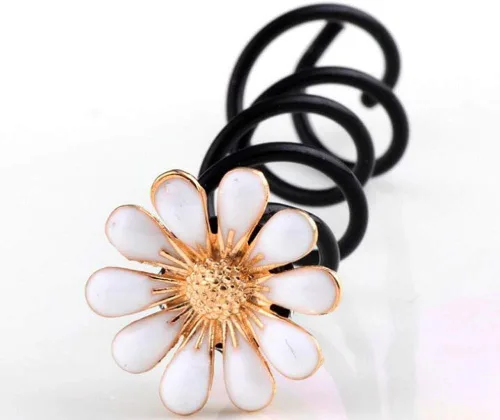 Vista 6 de Vpang 5 horquillas de pelo en espiral de margarita, espiral, bobinas para el cabello, pinzas para el cabello para boda, nupcial, flor de metal