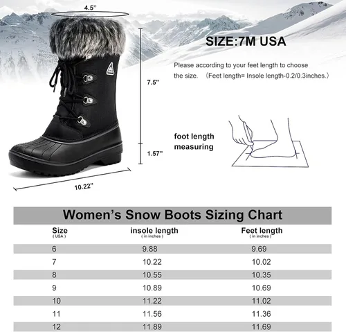 Vista 7 de ALEADER - Botas de nieve de invierno con forro de piel sintética para mujer