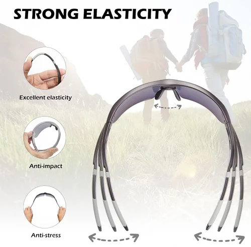 Vista 3 de POLARS DESIGN Deportes al aire libre Polarizado envoltura alrededor de Ciclismo Gafas de sol para hombres y mujeres TR90 Marco UV Protección