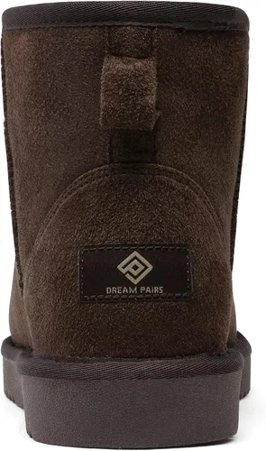 Vista 5 de DREAM PAIRS Botas de nieve clásicas de invierno para mujer, color marrón, marrón, gris, con forro de piel sintética
