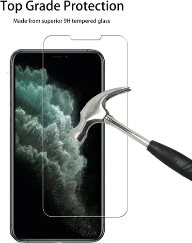 Vista 4 de Marco de fácil alineación diseñado para iPhone 11 Pro Max Protector de pantalla de vidrio templado 2-Pack Película protectora de lente de cámara