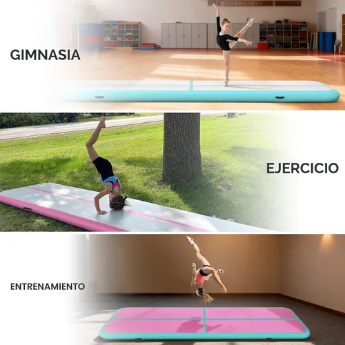 Vista 5 de Colchoneta inflable de gimnasia de 6, 10, 13, 16, 20 pies, 4/8 pulgadas de grosor, con bomba de aire eléctrica para uso doméstico, entrenamiento
