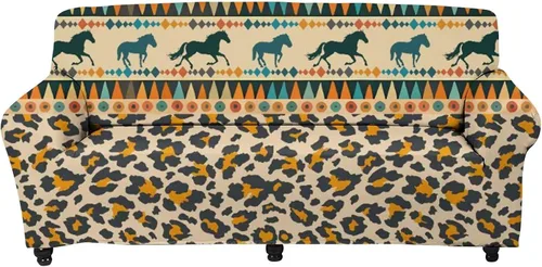 Vista 33 de Forchrinse Funda de sofá con estampado navajo africano para sofá de 1 cojín, funda elástica para sofá, protector de muebles para casa rural, hogar