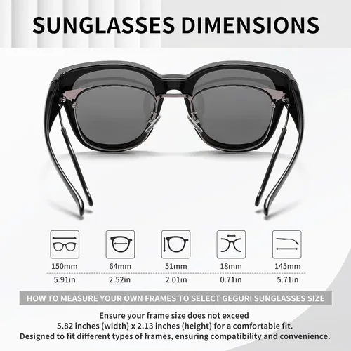 Vista 3 de Lentes de sol polarizados para mujeres y hombres, lentes de sol cuadrados envolventes con protección UV400 para conducir