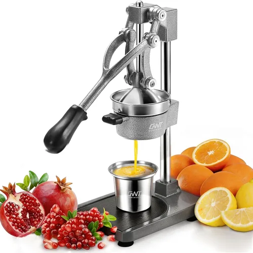 Vista 8 de Exprimidor manual de 45,7 cm de altura, comercial, de hierro fundido resistente, para exprimir naranjas, cítricos, limones, limas, pomelo
