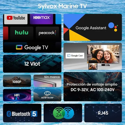 Vista 2 de SYLVOX TV de 12 voltios, televisor inteligente de 22 pulgadas con reproductor de DVD integrado, 1080P Google OS ATSC NTSC WiFi Bluetooth HDMI USB