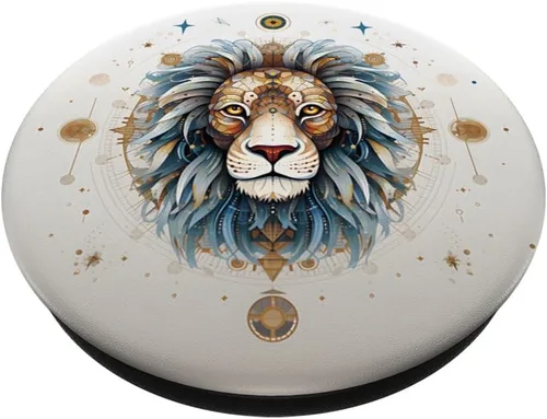 Vista 2 de Signo del horóscopo Leo del zodiaco, constelación de león, PopSockets intercambiables PopGrip